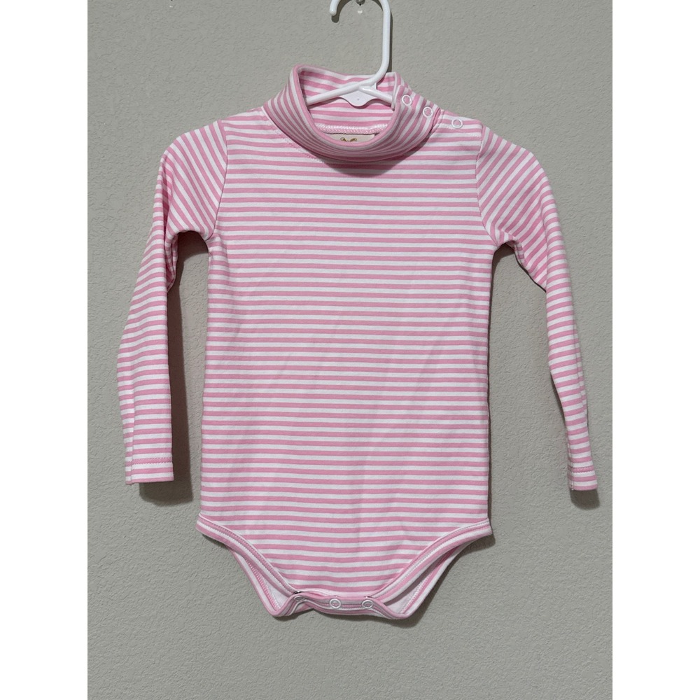 The Beaufort Bonnet Tatum's Turtleneck Bodysuit Hot Pink Stripe Baby Girl 18/24M